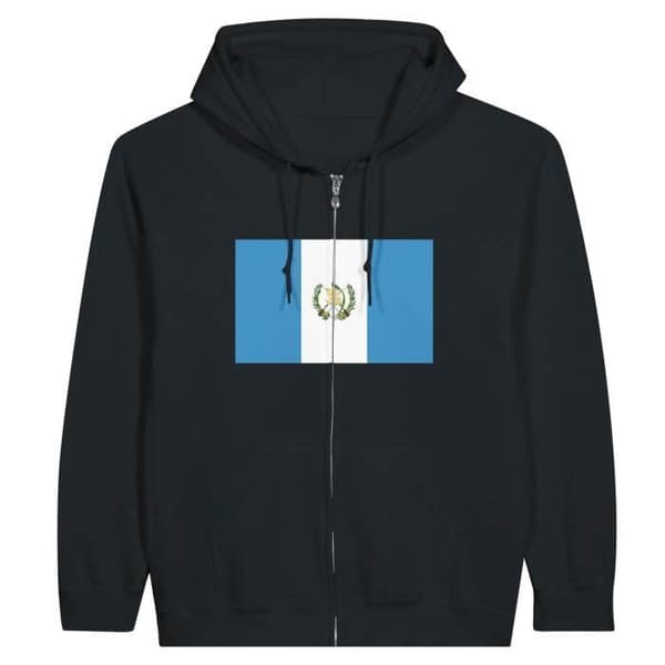 Hættetrøje - PIXELFORMA - Guatemalas flag - Sort - Polyester-Bomuld - Lange ærmer Svart XL