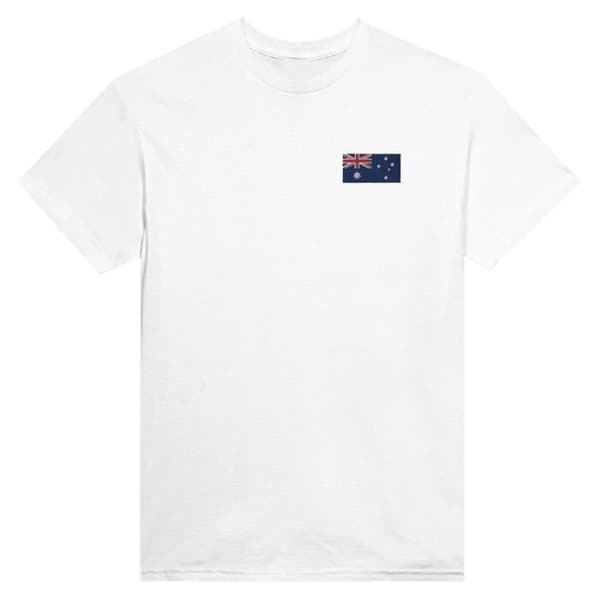 T-shirt - PIXELFORMA - Australiska flaggan - Vit broderi - 100% bomull - Klassisk passform Vit M