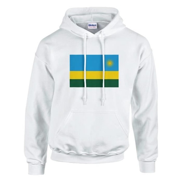 Rwanda Flag Hoodie i Vit Vit XXXL