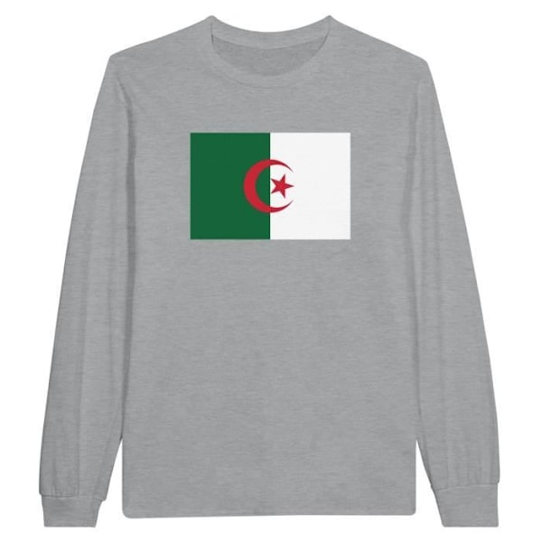 Algeria Flag pitkähihainen T-paita harmaa Grå jag