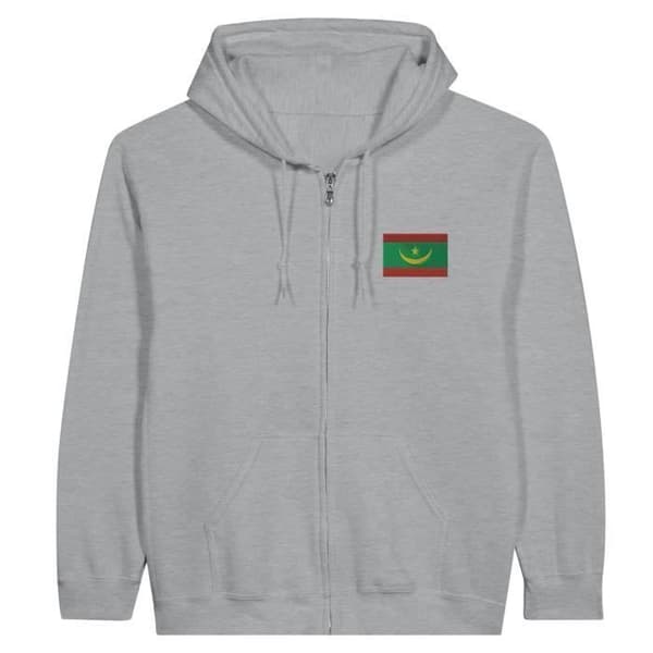 Hættebluse - PIXELFORMA - Mauretanias flag - Grå - Lange ærmer - Hættekrave Grå jag