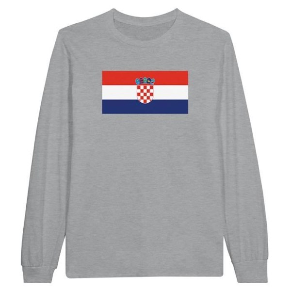 Croatia Flag langærmet T-shirt i grå Grå S