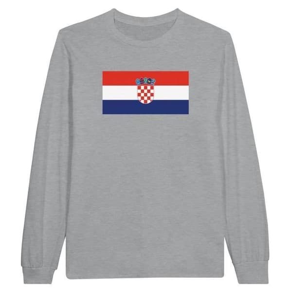 Pitkähiha T-paita - PIXELFORMA - Kroatian lippu - Harmaa - Regular - Aikuiset Grå S