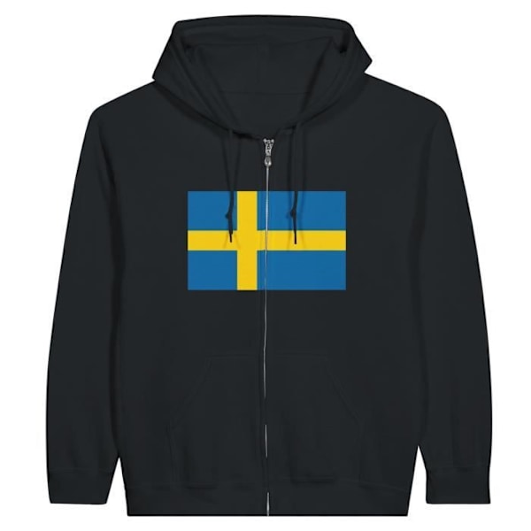 Sweden Flag lynlås hættetrøje i sort Svart M