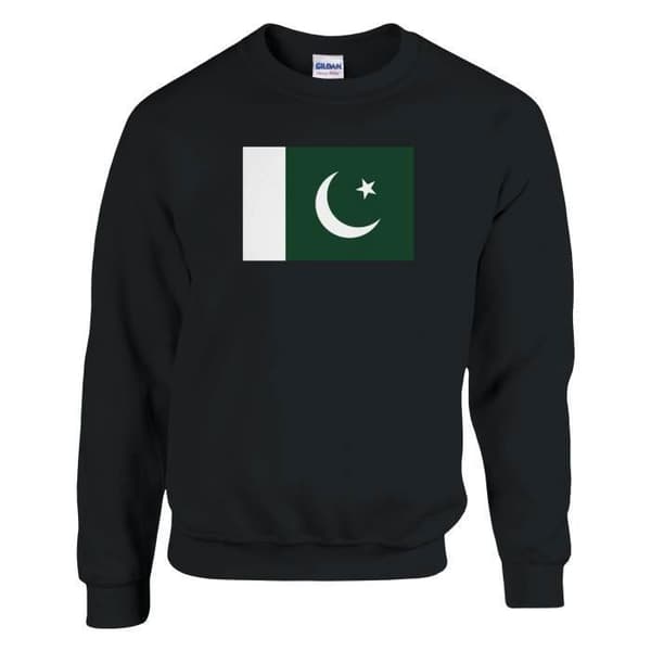 Sweatshirt - PIXELFORMA - Pakistans flagga - Långärmad - Svart - Bomull-polyester Svart M