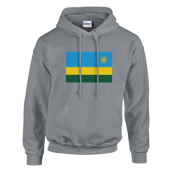 Rwanda Flag Hoodie i grått Grå XXL