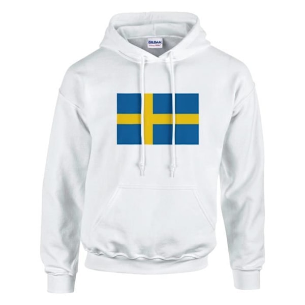 Sweden Flag Hoodie i Vit Vit M