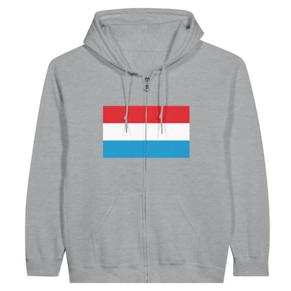 Luxembourg Flag vetoketjuhuppari harmaa Grå XXXL