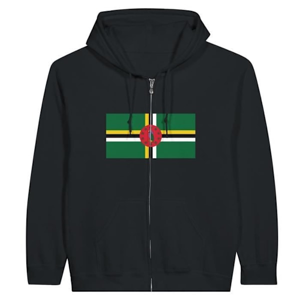 Dominica Flag Zip Hoodie i Svart Svart M