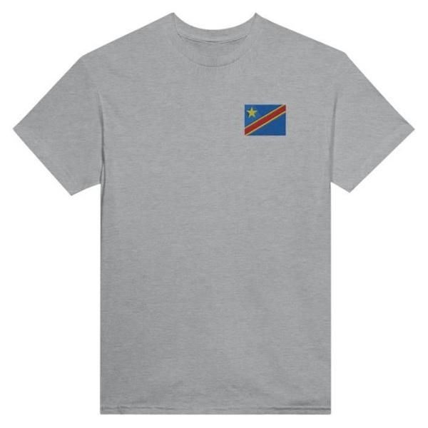 T-shirt - PIXELFORMA - Flag RDC - Broderi - 100% Bomuld - Klassisk Snit Grå S