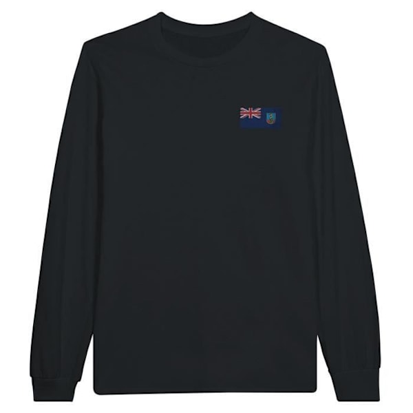 Montserrat Flag Broderi Langærmet T-Shirt i Sort Svart XXL