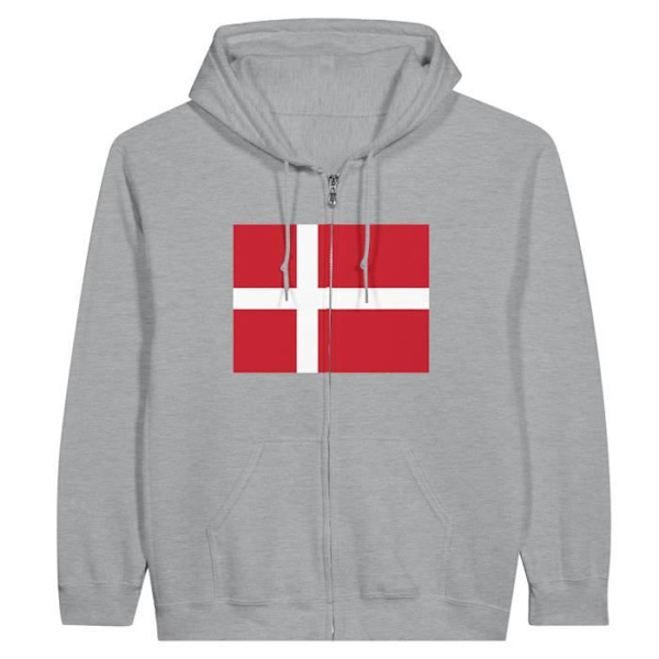 Hætte sweatshirt - PIXELFORMA - Danmarks flag - Grå - 50% bomuld - 50% polyester Grå XXL