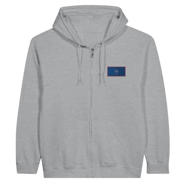 Guam Flag Embroidery Zip Hoodie i grått Grå XXL