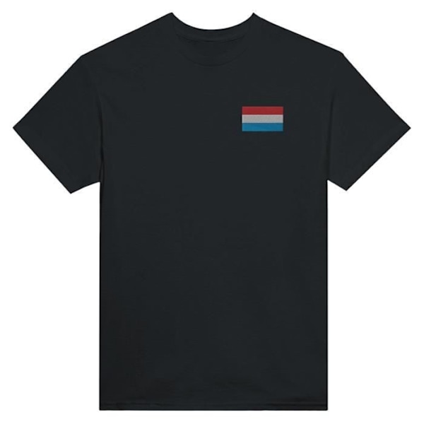 Luxembourg Flag Brodeerer T-paita musta Svart XL