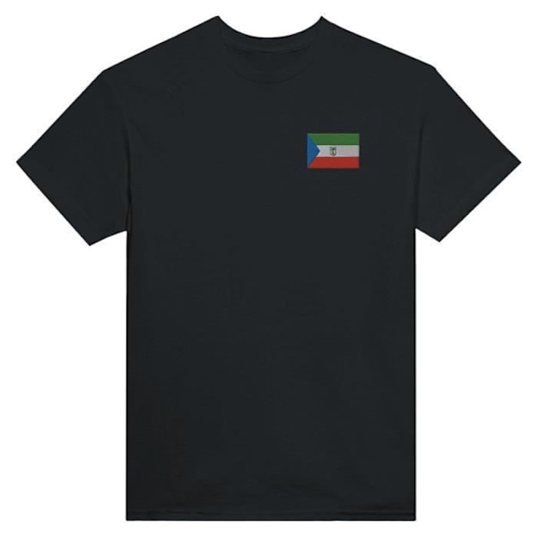 Ækvatorialguinea Flag Broderi T-shirt i sort Svart XXXL