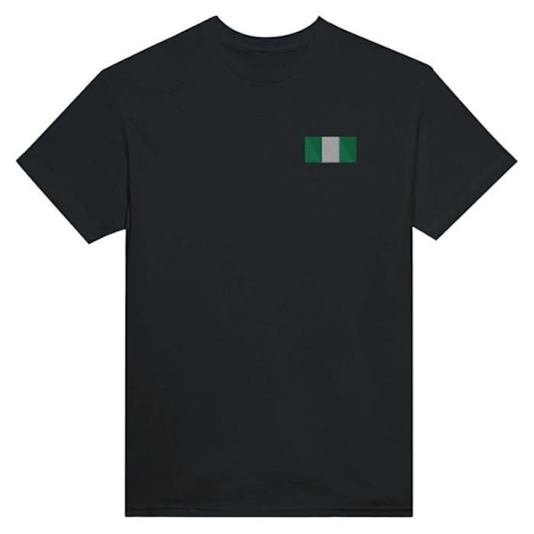 Nigeria Flag Broderi T-Shirt i sort Svart jag