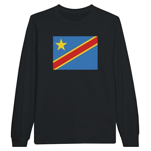 Den Demokratiske Republik Congo Flag Langærmet T-shirt i sort Svart XXL