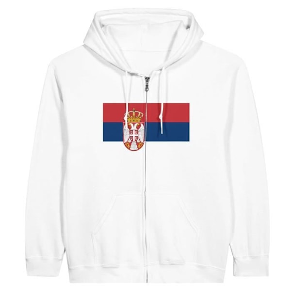 Serbia Flag Hættetrøje med lynlås i hvid Vit XXL