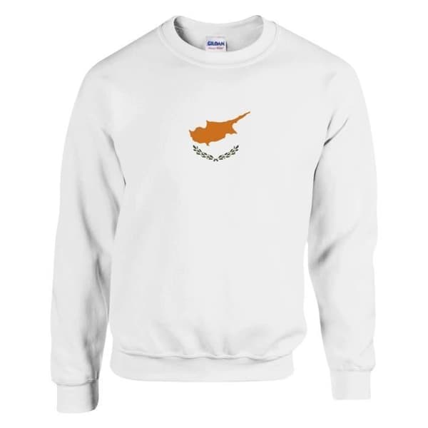 Sweatshirt - PIXELFORMA - Cyperns flagga - Vit - Långärmad - Blandad Vit S