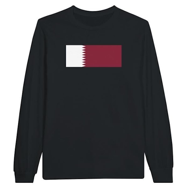 Qatar Flag Langærmet T-shirt i sort - XXXL