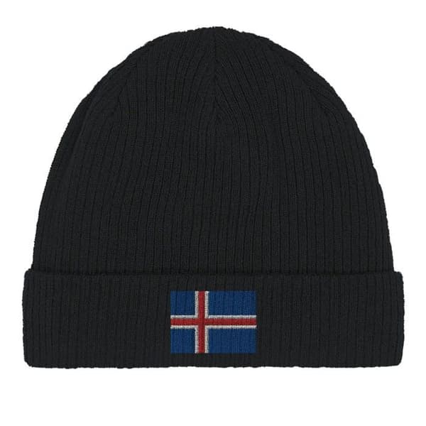 Bonnet Drapeau Islande i Sort Svart