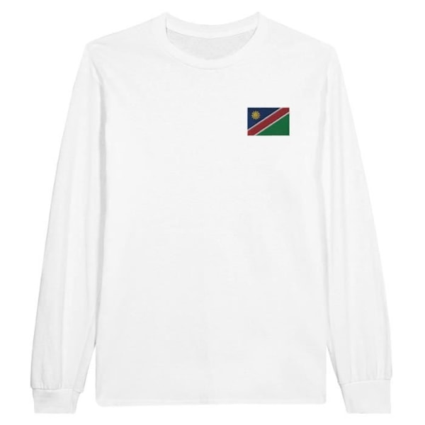 Namibia Flag Broderi Langærmet T-Shirt i Hvid Vit M