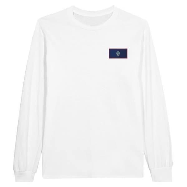 Långärmad T-shirt - PIXELFORMA - Guam-flagga - Vit - Regular passform - Klassisk krage Vit S