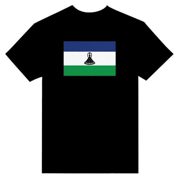 Lesotho Flag T-shirt i sort farve Svart XXXXL