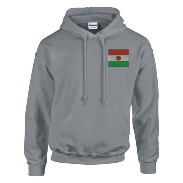 Niger Flag brodeerattu huppari harmaalla Grå XXXL