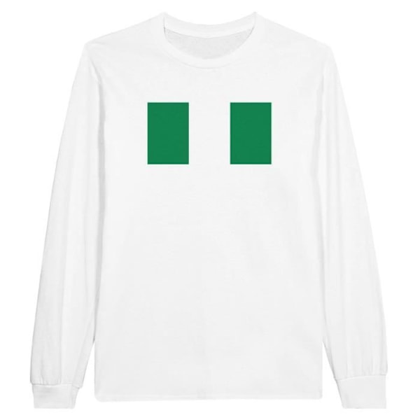 Nigeria Flag langærmet T-shirt i hvid Vit jag