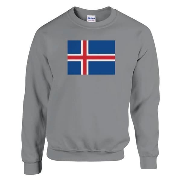 Sweatshirt - PIXELFORMA - Islands flagga - Grå - Långa ärmar - Unisex Grå XXL
