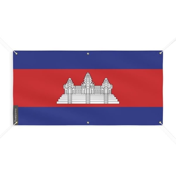 Cambodia Flag Banner 6 Øjer 90x180cm i polyester