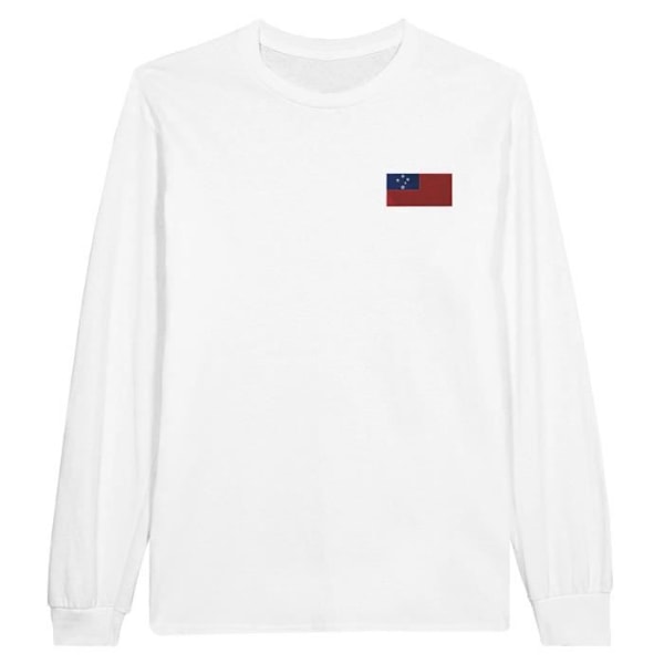 Samoa Flag Broderi Langærmet T-Shirt i Hvid Vit jag