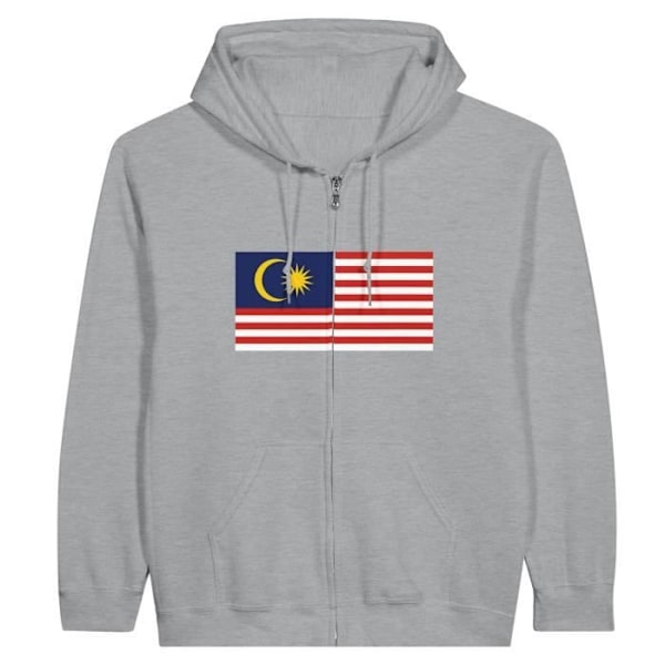 Malaysia Flag Zip Hoodie i grått Grå S