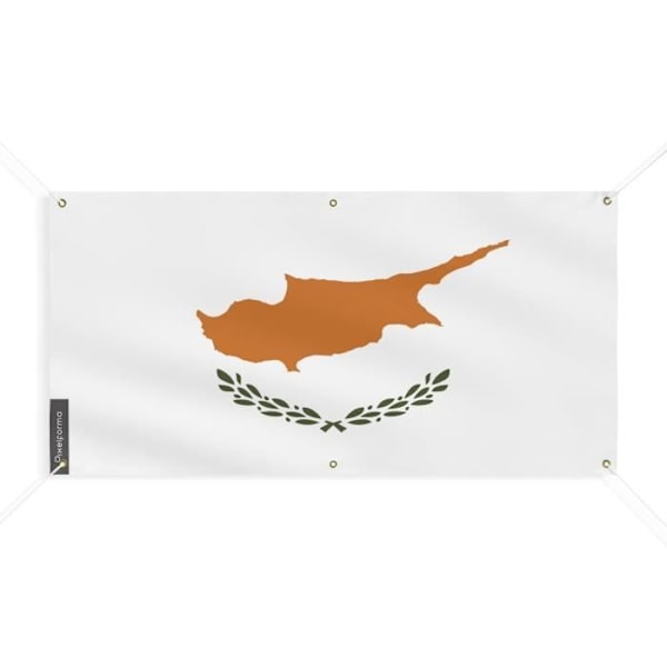 Cypern Flag Banner 6 Øjer 190x380cm i polyester