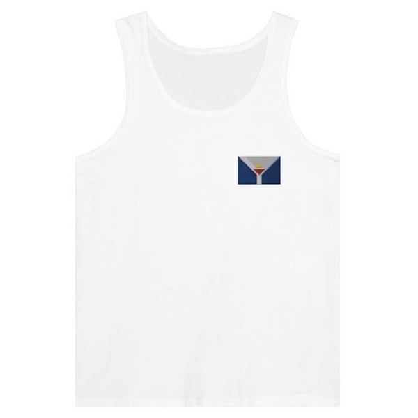 Tanktop Flag fra Saint-Martin Fransk Vestindien broderi i hvid Vit jag