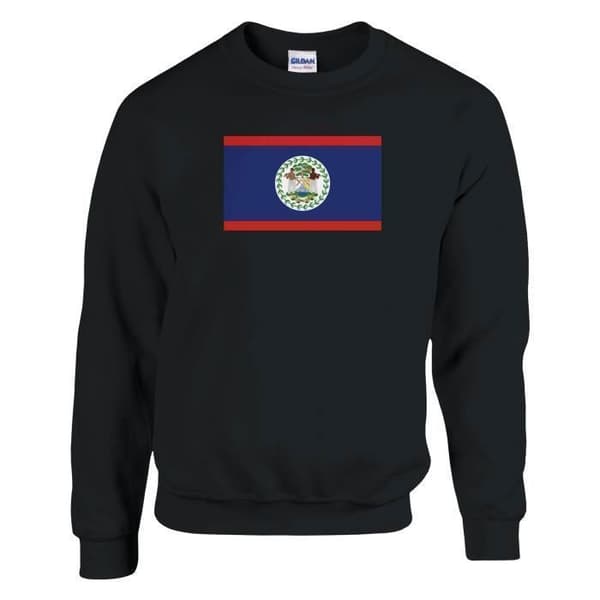 Sweatshirt - PIXELFORMA - Belize Flag - Lange ærmer - Sort - Bomuld-polyester Svart XXXXXL