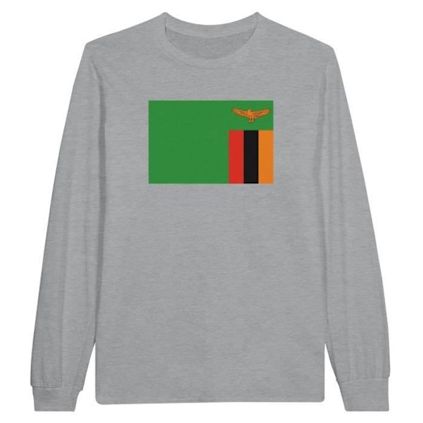 Zambia Flag Långärmad T-shirt i grått Grå XL