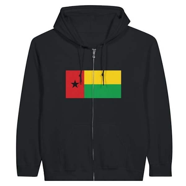 Guinea-Bissau Flag Hættetrøje med lynlås i sort Svart XXXL