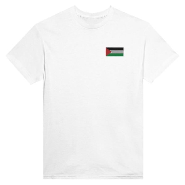 Palæstina Flag Broderi T-Shirt i hvid Vit M