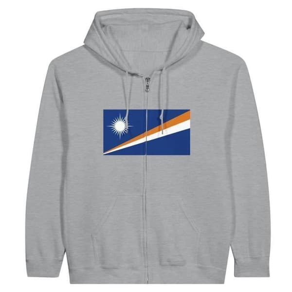 Hættetrøje - Marshalløernes Flag - Grå - Polyester-Bomuld - Optimal komfort - Lange ærmer Grå XL