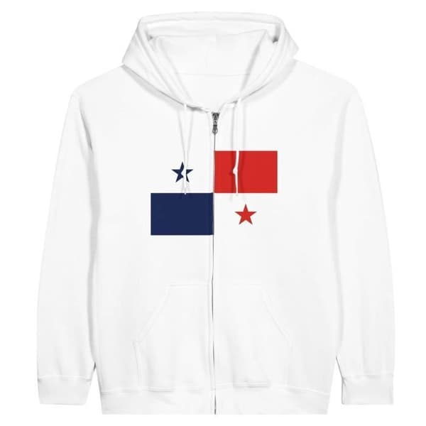 Hætte sweatshirt - PIXELFORMA - Panama flag - Hvid - Polyester-Bomuld - Fuldt lynlås Vit XXL