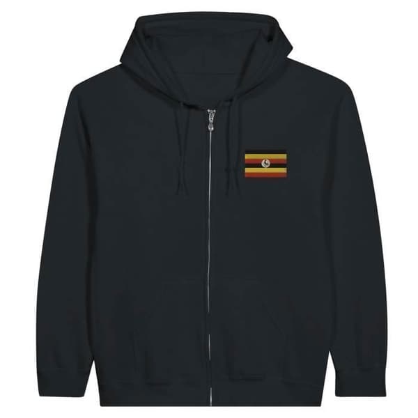 Hættejakke med lynlås - PIXELFORMA - Uganda flag - Sort - Behagelig - Slidstærk Svart S