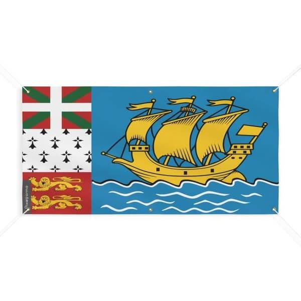 Bannerflag af Saint-Pierre og Miquelon 6 øjer 150x300 cm i polyester
