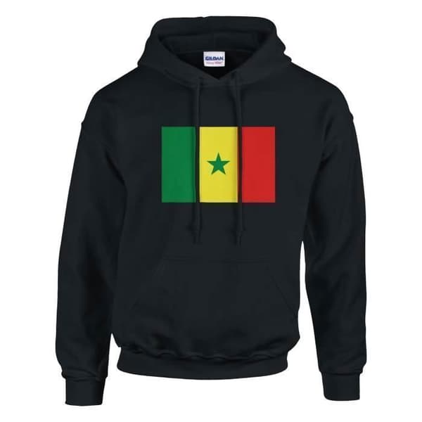 Hættetrøje - PIXELFORMA - Senegal Flag - Langærmet - Hætte - Sort Svart jag