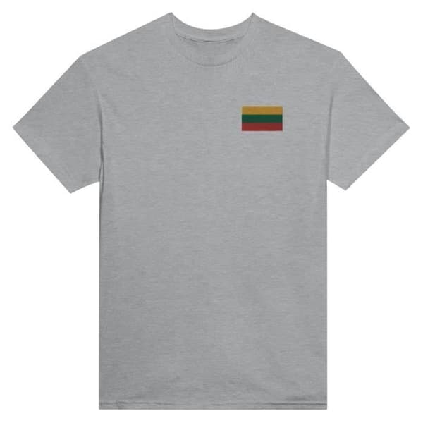 T-shirt - PIXELFORMA - Litauens flag - Broderi - 100% bomuld - Klassisk pasform Grå S