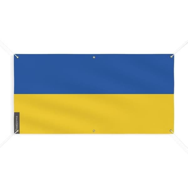 Banneri Ukrainan lippu 6 silmukkaa 130x260cm polyesteriä