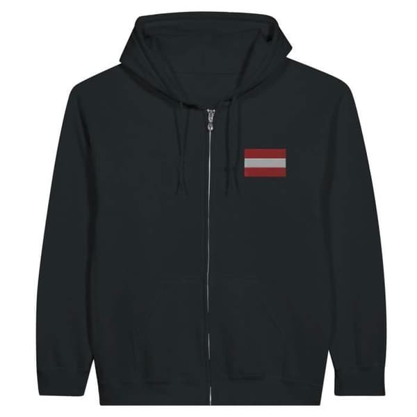 Hoodie - PIXELFORMA - Østrigs flag - Sort - Polyester-Bomuld - Lynlås Svart XXL
