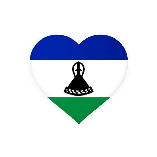 Hjärtklistermärke Lesothos flagga 9 cm i 1000 bitar
