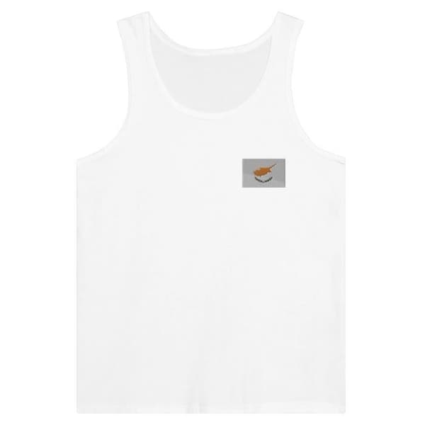 Cypern Flag Broderi Tank Top i Hvid Vit S